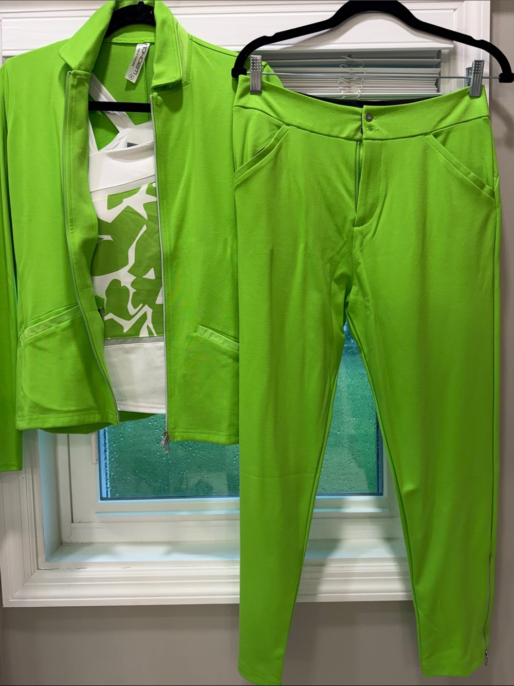 Women’s Lime Green Pull-On Stretch Track Pants